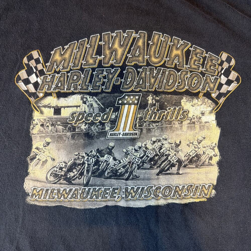 Harley Davidson Milwaukee Men’s XL XXL T-shirt Black Dirt Bike Racing
